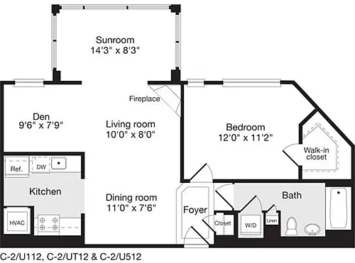 Floor plan 1 Bedroom BB