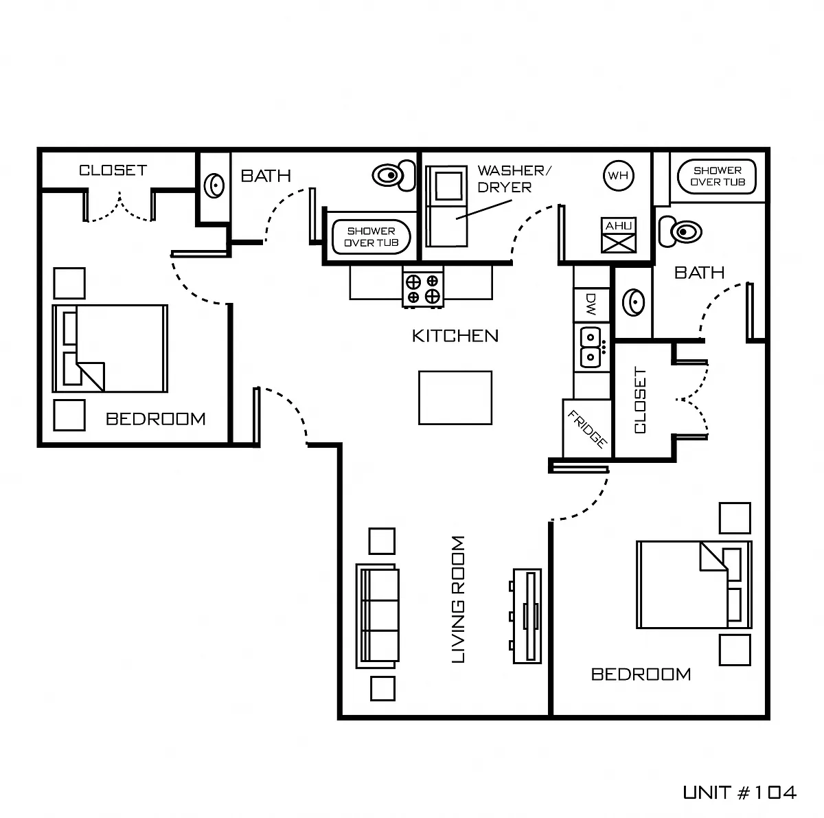 Floor plan 2 Bedroom, 2 Bath