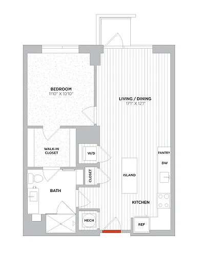 Floor plan 1 Bed/1 Bath-A08 West