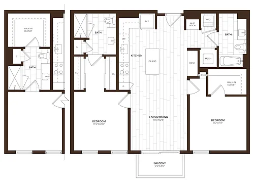 Floor plan 2 Bed/2 Bath-B14.2