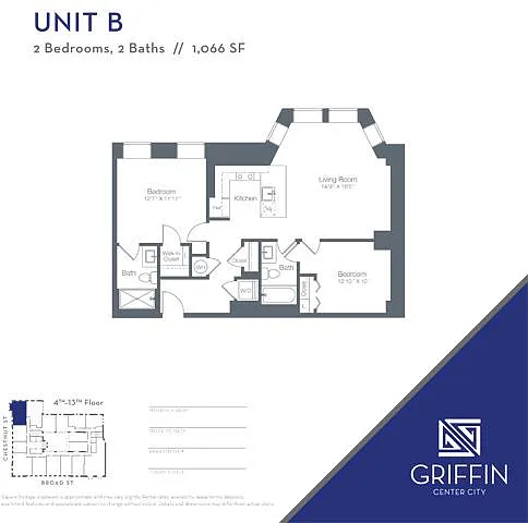 Floor plan B 2 Bedroom 2 Bath