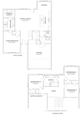Floor plan 4 Bedrooms and 2 bathrooms