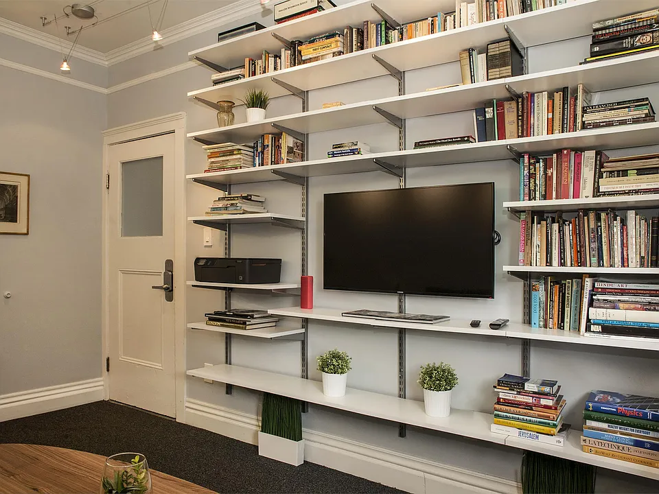 Living room, entrance door and TV