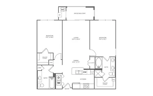 Floor plan 2 Bed/2 Bath-B3