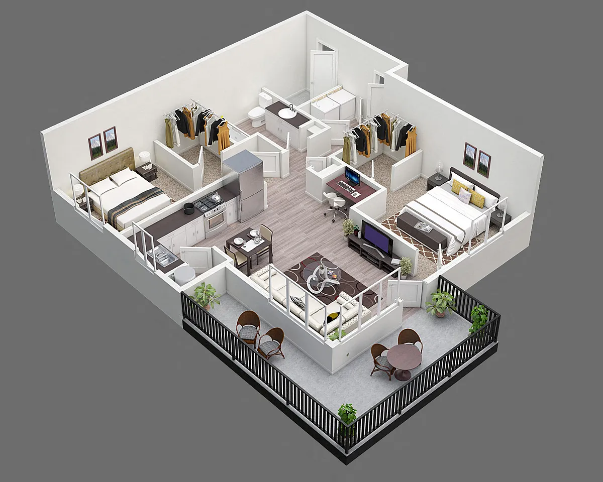 Floor plan Two Bed One Bath C