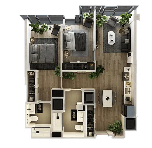 Floor plan 2 Bed-2 Bath
