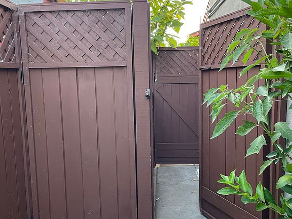 locking security gate and second gate for privacy; instant-on solar lights