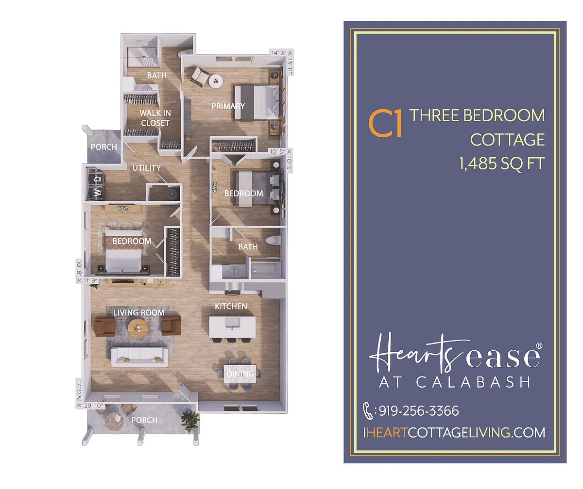 Floor plan C1 - Three Bedroom Cottage