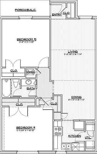 Floor plan 2 Bed 1 Bath