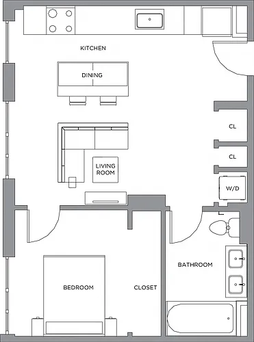 Floor plan 1 Bed/1 Bath-650