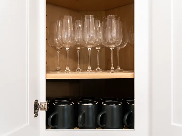 Fully stocked cups, plates, kitchenware