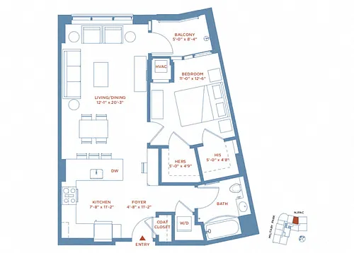 Floor plan 1 Bed/1 Bath
