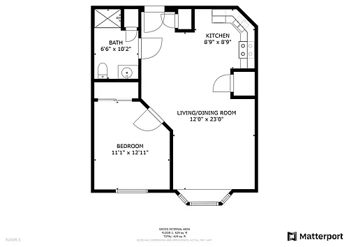 Floor plan 1 Bed 1 Bath