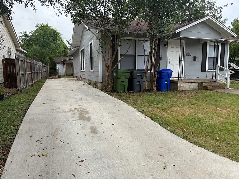 driveway on the Leland side