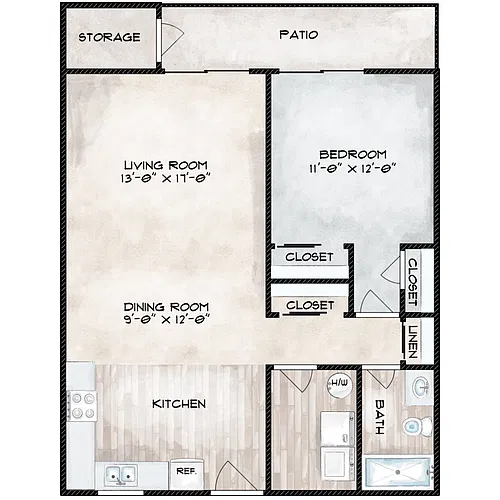 Floor plan 1 Bedroom 1 Bathroom