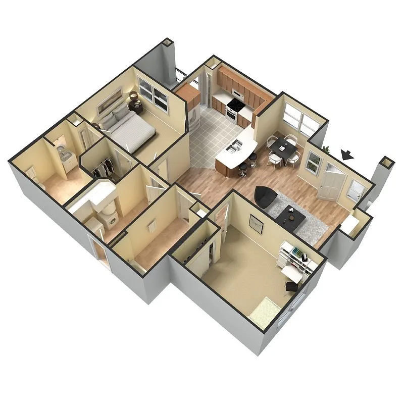 Floor plan Two-bedrooms Two-Baths