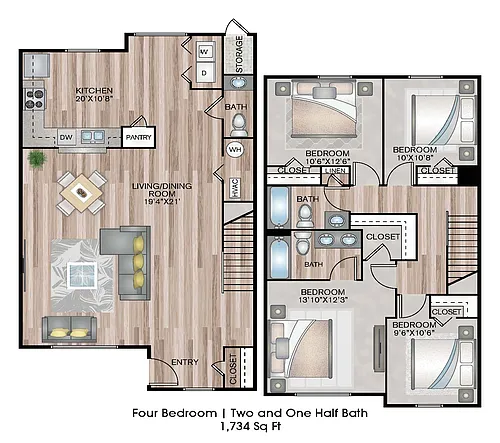 Floor plan Upgraded Four Bedroom