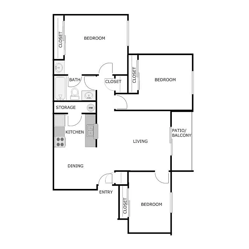 Floor plan 3 Bed 1 Bath