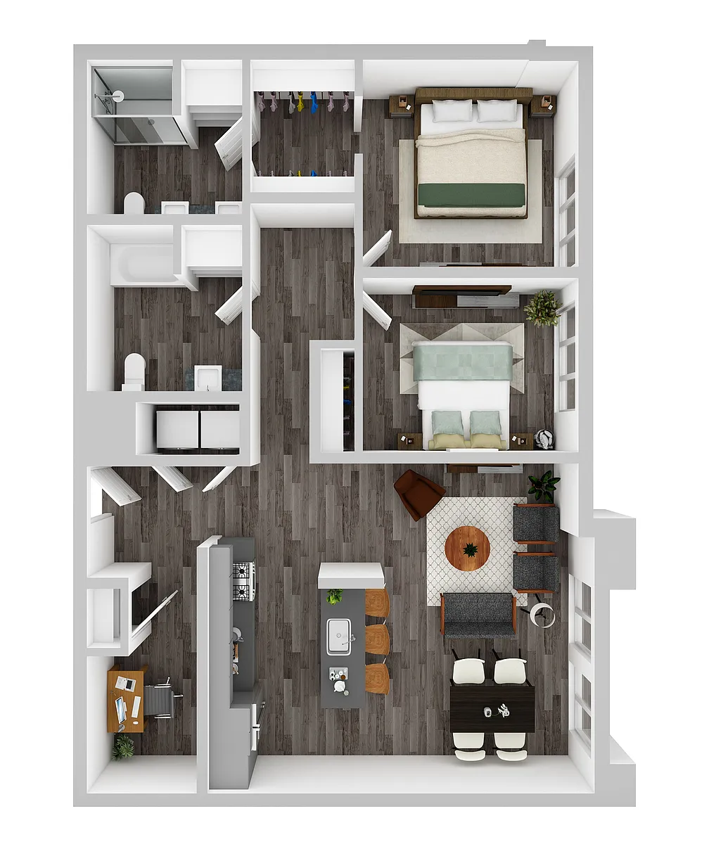 Floor plan The Bell (2BR 2BA+DEN)