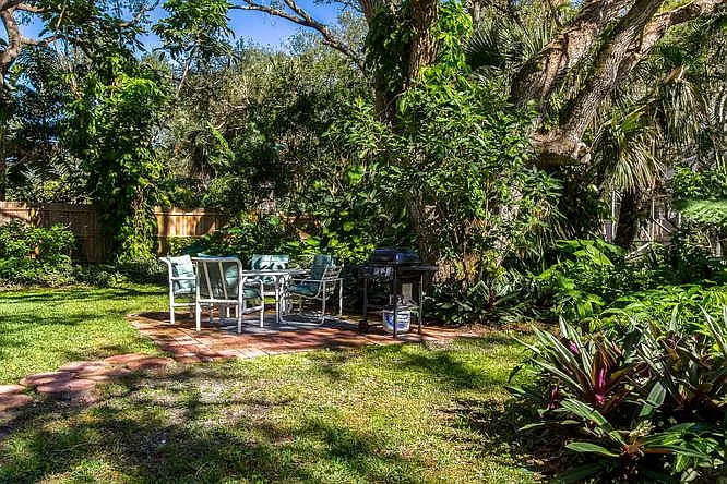lush and private backyard