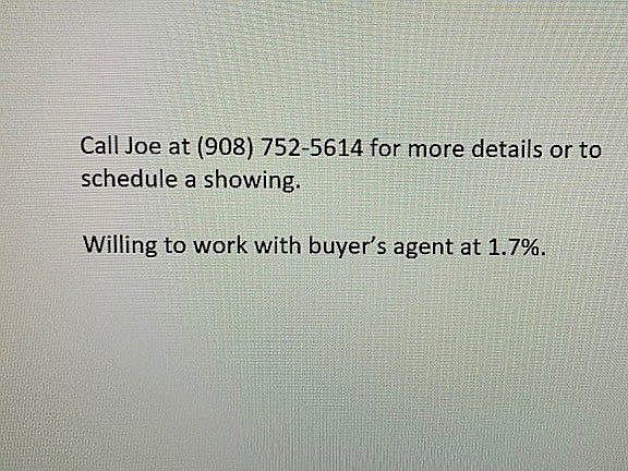 Call Joe at (908) 752-5614.