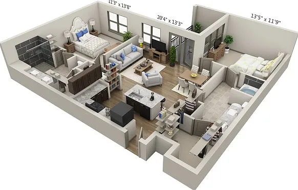 Floor plans are artist's rendering. All dimensions are approximate. Actual product and specifications may vary in dimension or detail. Not all features are available in every apartment. Prices and availability are subject to change. Floor plans are artist