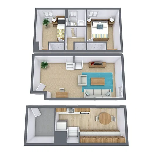 Floor plan Two Bedroom 21E