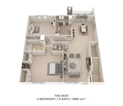 Floor plan Two Bedroom 1.5 Bath - 1,080 sqft