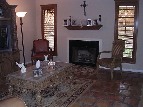 Living area with fireplace
