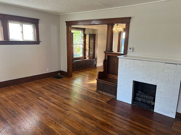 Living room with faux fireplace