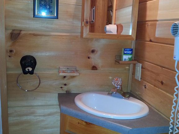 bath area. Shower/tub combo