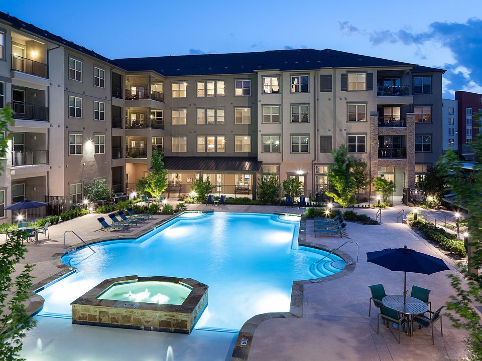 The pool at McDermott 55 shines just as beautifully after dark.
