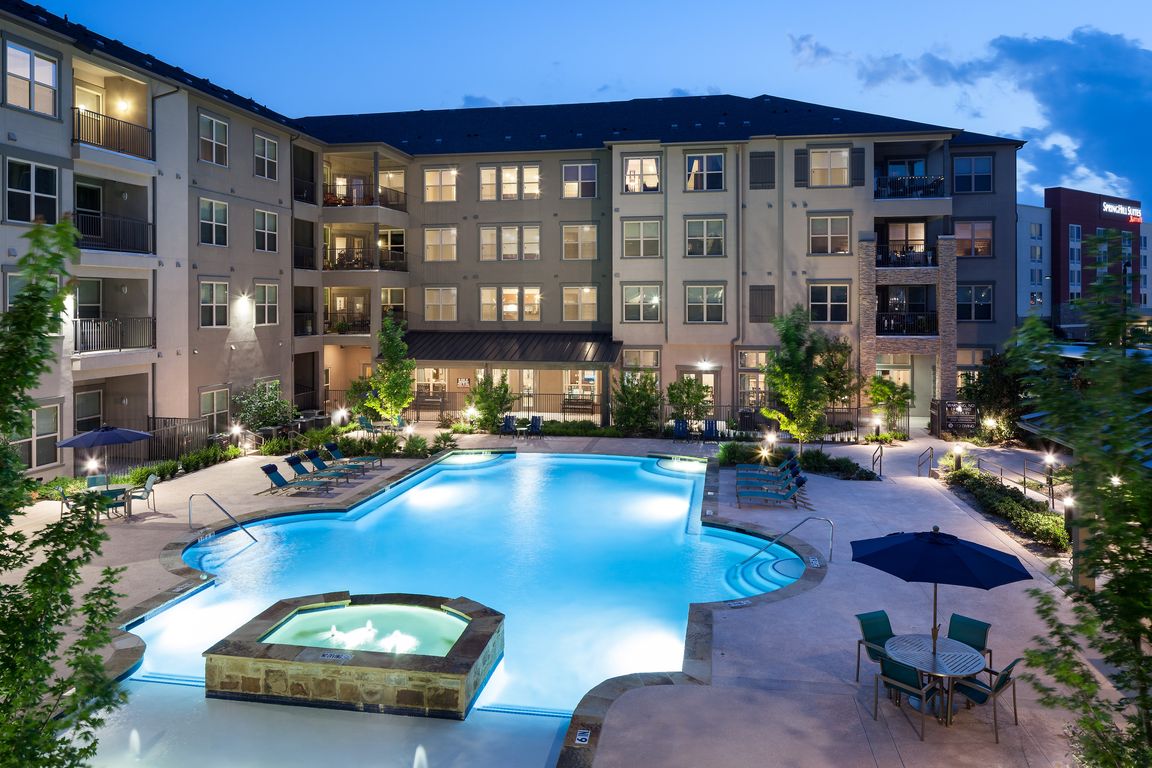 The pool at McDermott 55 shines just as beautifully after dark.