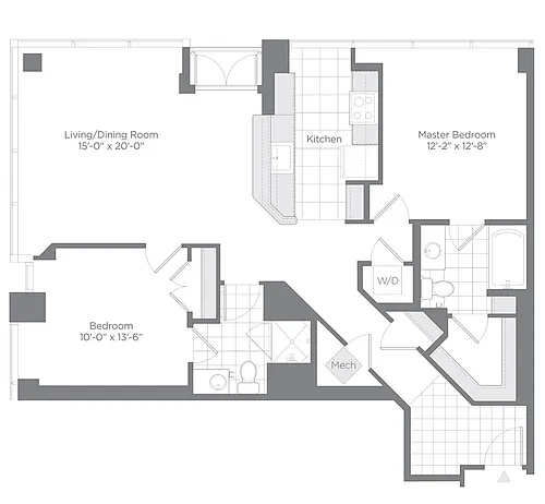 Floor plan 2 Bed - 2 Bath | B04