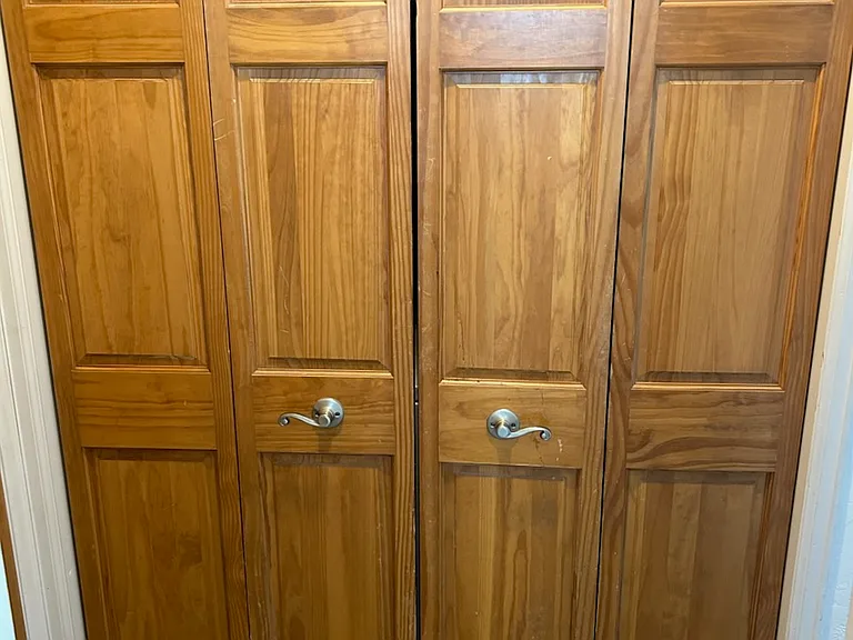 Laundry closet is across from the primary bedroom on the main level