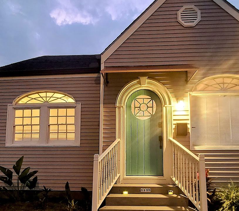 Front of home. 5 steps to enter/exit.