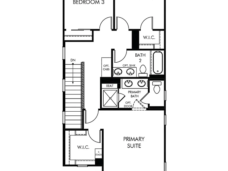 3rd Floor; Owner Suite, Two Secondary Bedrooms, and Bath with two sinks