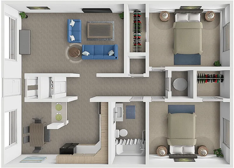 Floor plan 2 Bed 1 Bath