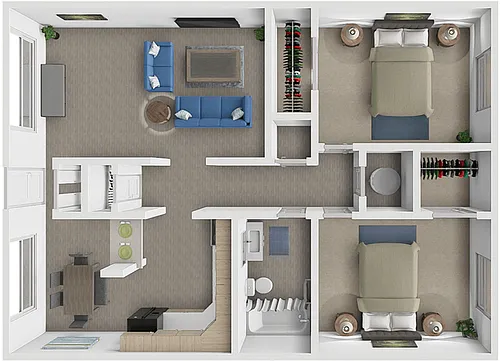 Floor plan 2 Bed 1 Bath