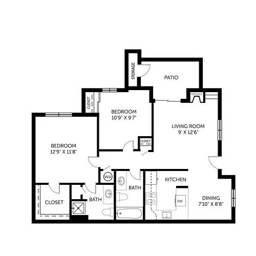 Floor plan 2 Bedroom 2 Bath