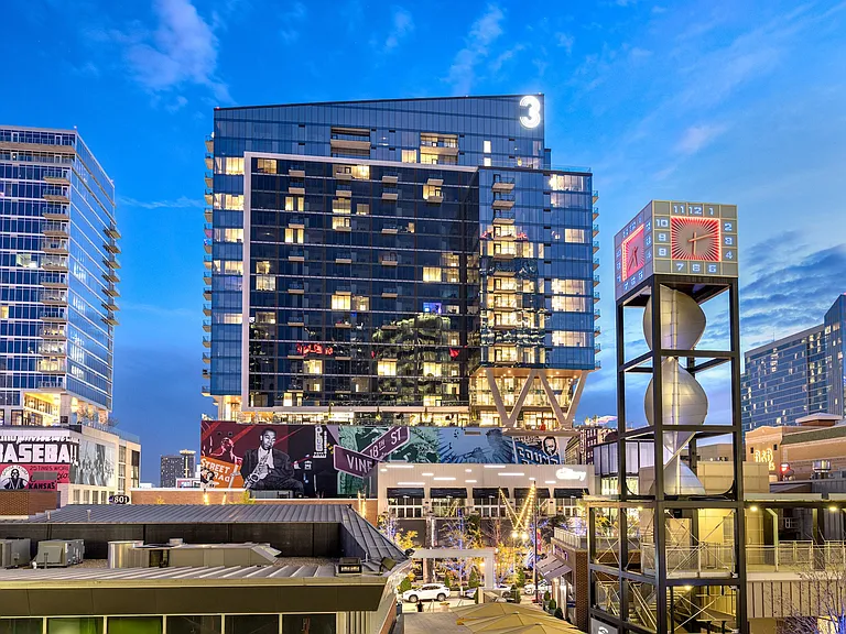 Three Light Luxury Apartments in Kansas City at night