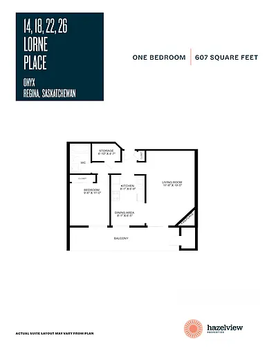Floor plan 1 Bedroom, 1 Bathroom
