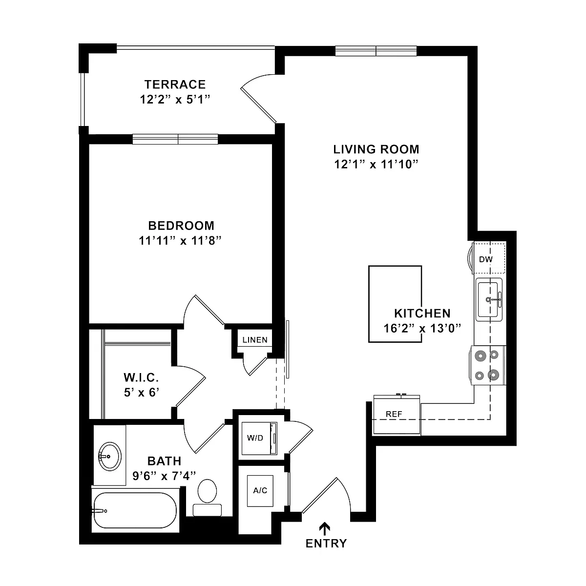 Floor plan 1 Bed/1 Bath-A4