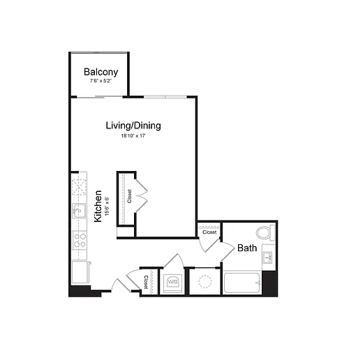 Floor plan Studio (ST-B) Balcony