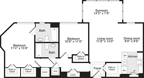 Floor plan 2 Bedrooms W