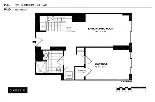 Floor plan 1 Bed_1 Bath Penthouse-ph204