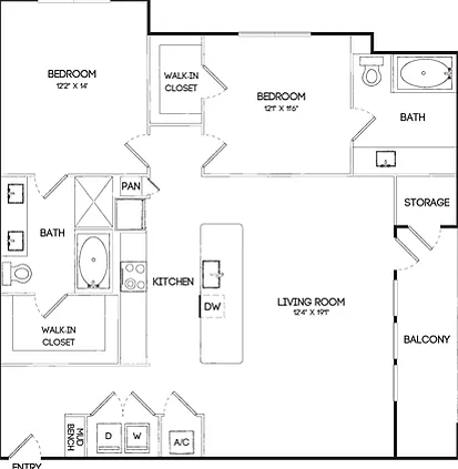 B3 | 2x2 | 1244 sf B3 | 2x2 | 1244 sf