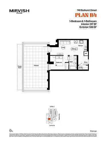 Floor plan 748 1 Bedroom 1 Bathroom B3