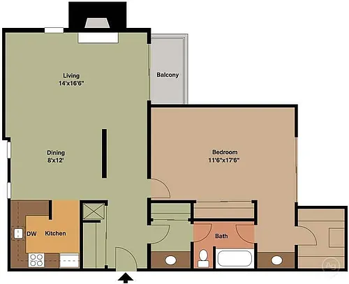 Floor plan Weller - 1 Bedroom