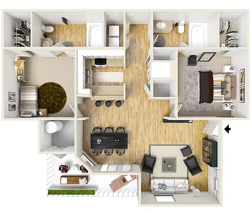 Floor plan 2 Bedroom 2 Bath